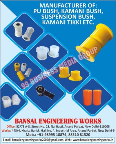 PU Bushes, Kamani Bushes, Shocker Bushes, Kamani Tikki Bushes, Suspension Bushes