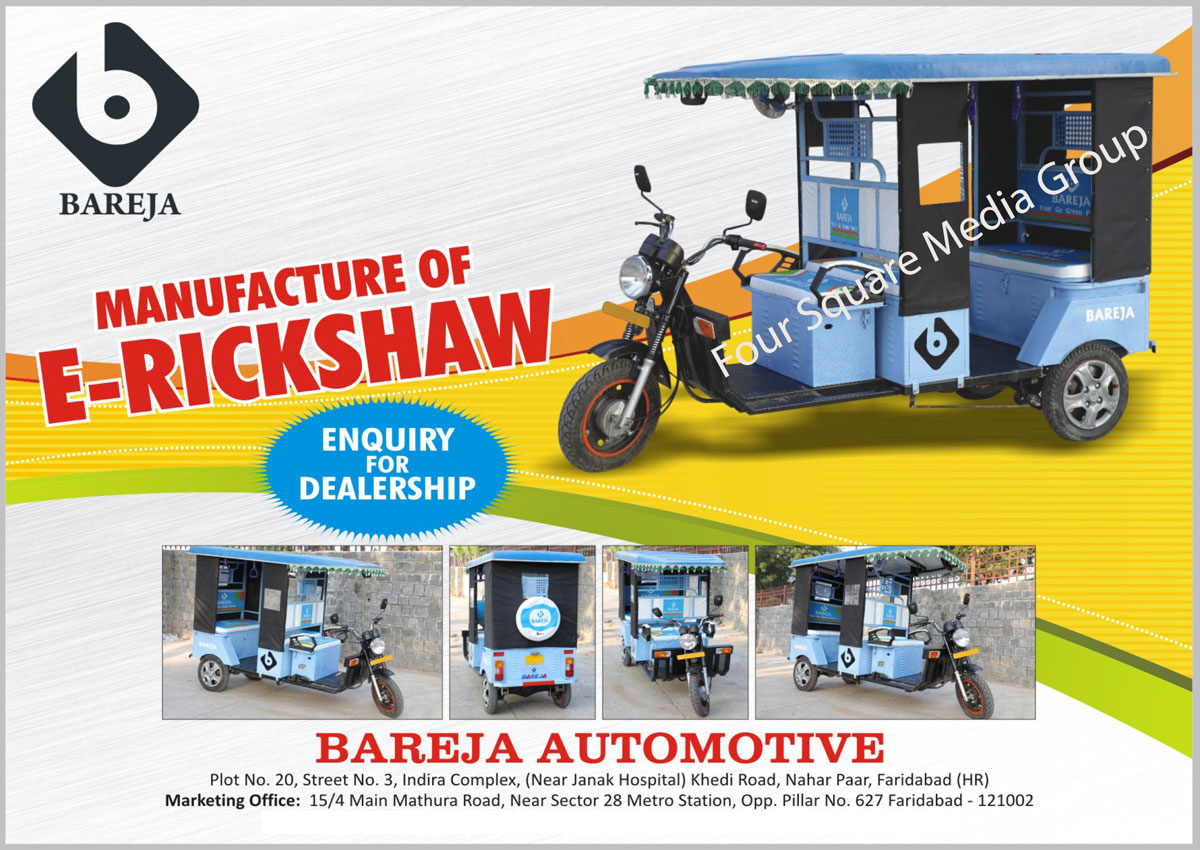 E Rickshaw, Electric Rickshaw, Battery Operated Rickshaw