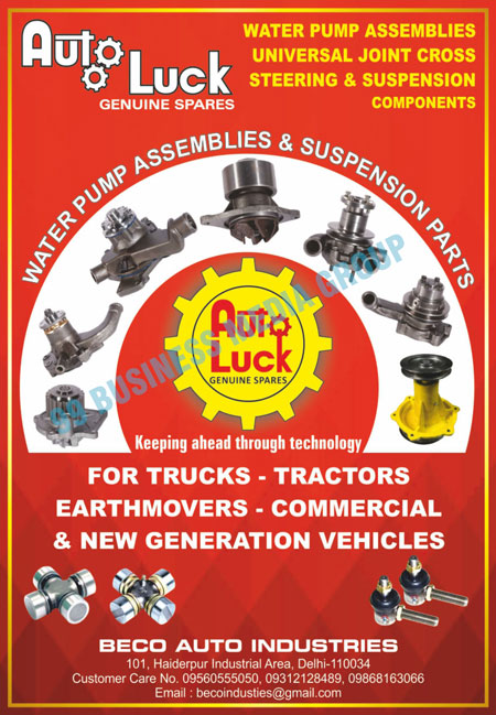 Water Pump Assemblies, Universal Joint Cross Sheerings, Suspension Components, Suspension Parts, Genuine Spares Parts