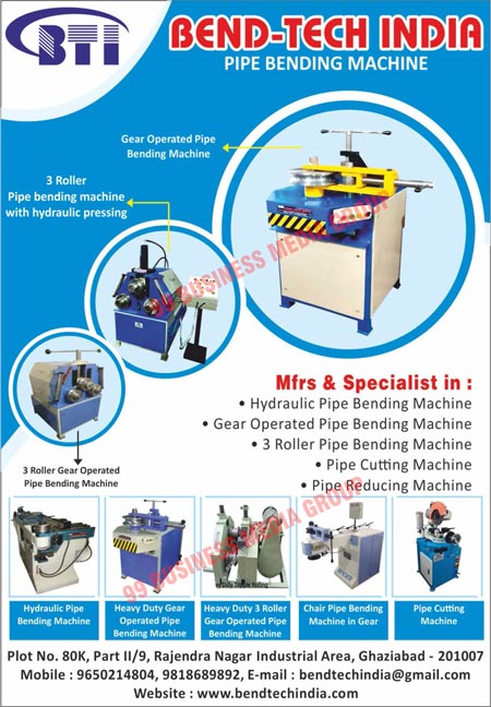 Hydraulic Pipe Bending Machines, Gear Operated Pipe Bending Machines, 3 Roller Pipe Bending Machines, Pipe Cutting Machines, Pipe Reducing Machines, Hydraulic Pressing 3 Roller Pipe Bending Machines, 3 Roller Gear Operated Pipe Bending Machines, Heavy Duty Gear Operated Pipe Bending Machines, Heavy Duty 3 Roller Gear Operated Pipe Bending Machines, Gear Chair Pipe Bending Machines