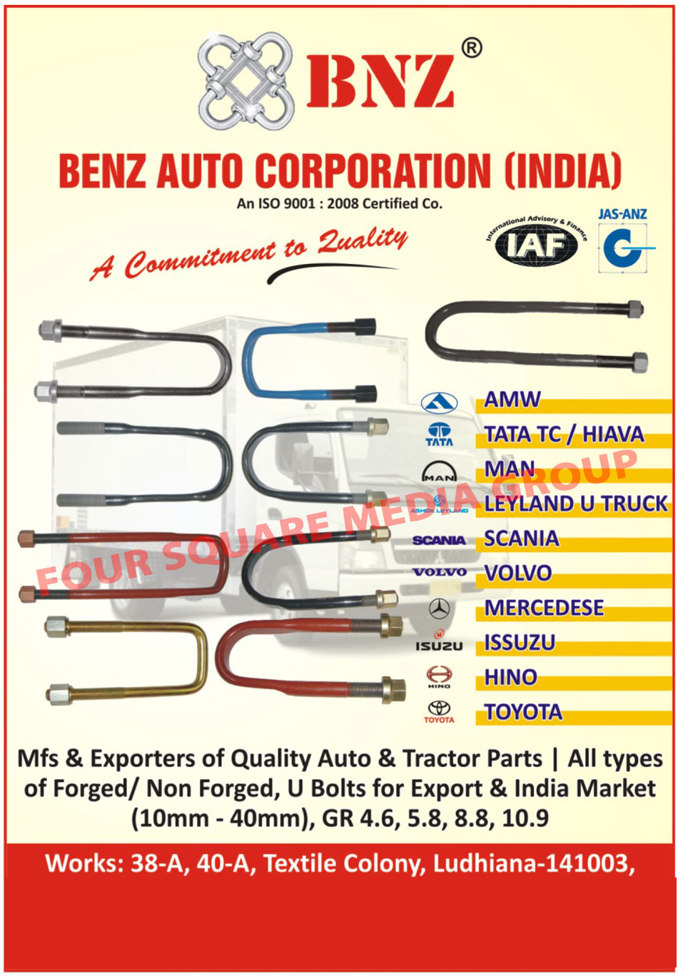 Automotive Spare Parts, Forged U Bolts, Non Forged U bolts, Auto Parts, Tractor Parts