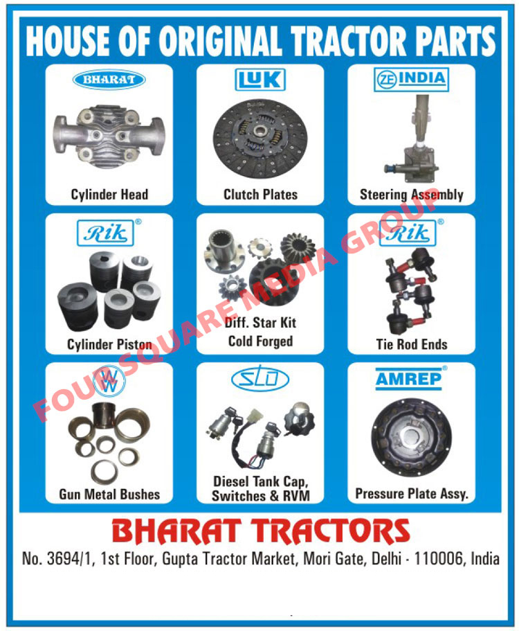 Tractor Parts, Tractor Cylinder Head, Tractor Clutch Plates, Tractor Steering Assembly, Tractor Cylinder Piston, Tractor Differential Star Kit Cold Forge, Tractor Tie Rod Ends, Tractor Gun Metal Bushes, Tractor Diesel Tank Cps, Tractor Switches, Tractor RVM, Tractor Pressure Plate Assembly, Cylinder Head, Clutch Plate, Steering Assembly, Cylinder Piston, Cold Forged Differential Star Kit, Tie Rod End, Gun Metal Bushes, Diesel Tank Cap, Switches, RVM, Pressure Plate Assembly, Rear View Mirror