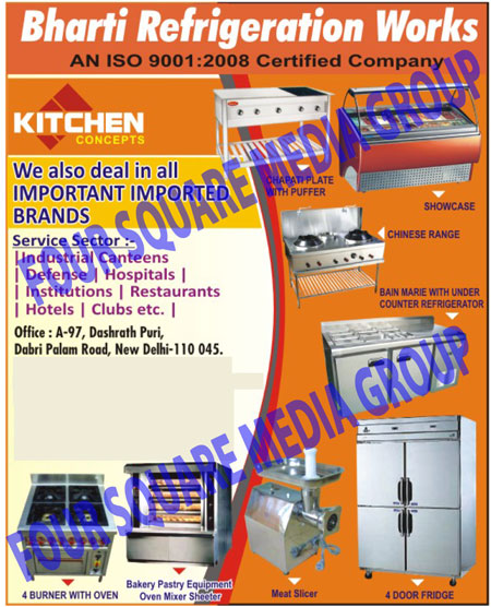 Commercial Kitchen Equipments, Meat Slicer, Four Door Fridge, Chapati Plate with Puffer, Chinese Range, Commercial Bain Marie with Under Counter Refrigerator, Four Burner with Oven,Oven, Shwocase, Bain Marie, Bakery Pastry Equipment, Chapati Plate, Fridge, Commercial Showcase, Bakery Equipments, Pastry  Equipments, Bakery Ovens, Dough Sheeters, Four Door Refrigerators, 4 Door Refrigerators