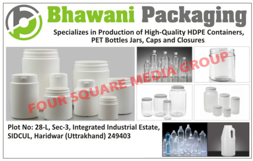 Hdpe Containers, Pet Bottle Jars, Caps, Clousers