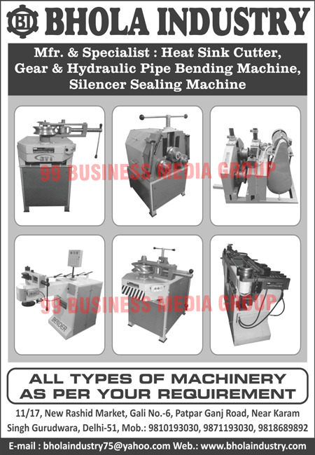 Gear Pipe Bending Machines, Hydraulic Pipe Bending Machines, Trippel Rolling Machines, Silencer Sealing Machines, Accessories Bending Machines, Heat Sink Cutter Machines, Power Presses, Bending Machines Accessories, Pipe Bending Machines