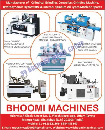 Cylindrical Grinding Machines, Centreless Grinding Machines, Hydrodynamic Hydrostatic Machine Spare Parts, Internal Spindle Machine Spare Parts, BM-Automatic Universal Grinder Machines, BM-Centreless Grinding Machines, Precision Hydraulic Grinding Machines 