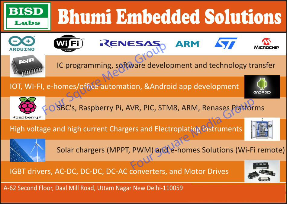 IC Programming Development, Software Development, Technology Transfer Development, SBC, Raspberry Pi, AVR, PIC, STM8, ARM, Renases Platform, Solar Charger Solution, E Homes Solution, IOT Automation, WIFI Automation, E Home Automation, Office Automation, Android App Development, High Voltage Charger, High Current Transformer, Electroplating Instrument, IGBT Driver, AC DC Converter, DC DC Converter, DC AC Converter, Motor Drive