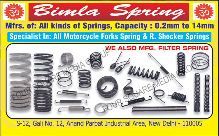 Springs, Motorcycle Forks Springs, Bike Forks Springs, R Shocker Springs, Filter Springs, E Rickshaw Spring, Electric Rickshaw Spring, Battery Operated Rickshaw Spring