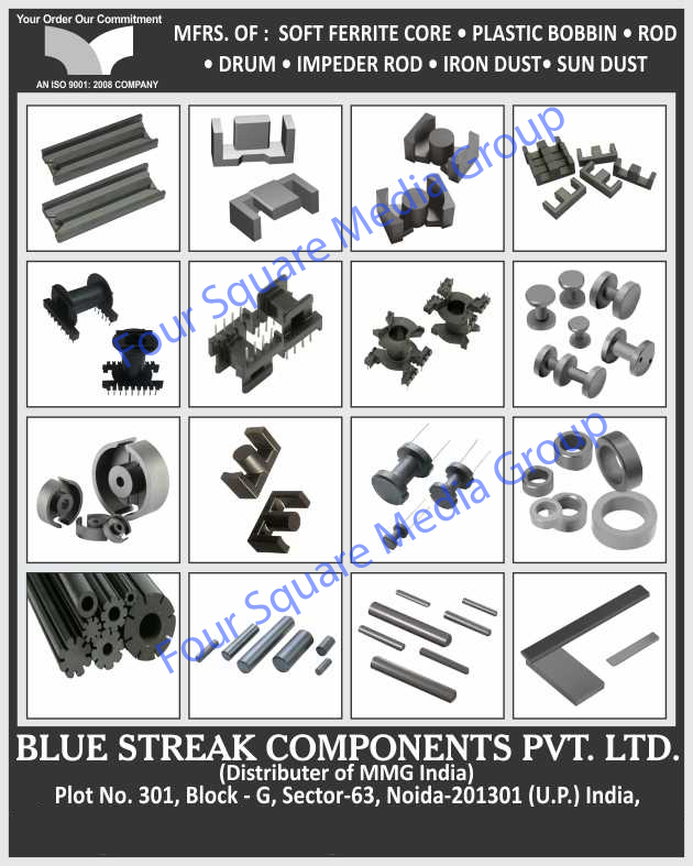 Soft Ferrite Cores, Plastic Bobbins, Rod, Drums, Impeder Rod, Iron Dust, Sun Dust