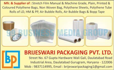 Packaging Films, Plastic Films, Stretch Film Manual Grades, Stretch Film Machine Grades, Printed Polythene Bags, Coloured Polythene Bags, Non Woven Bags, Polythene Sheets, Polythene Tubes, LD Rolls, HM Rolls, PP Rolls, Air Bubble Rolls, Air Bubble Bags, Bopp Bags