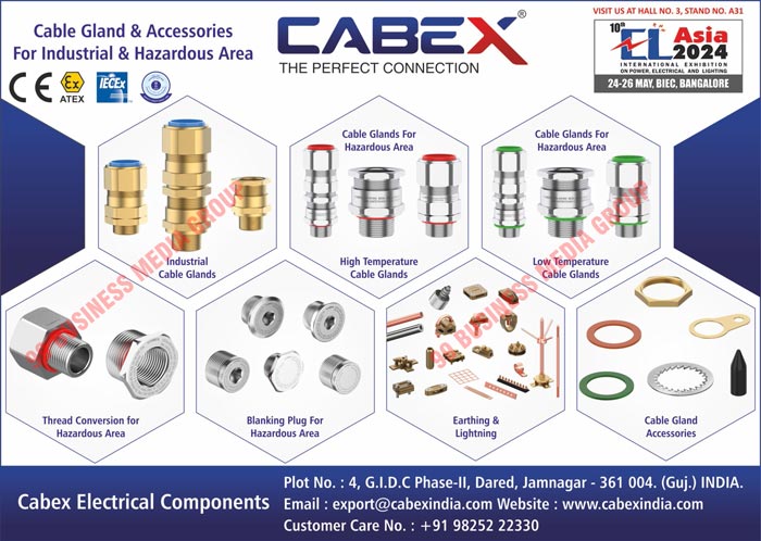 Cable Glands, Industrial Cable Glands, Hazardous Area Cable Glands, High Temperature Cable Glands, Low Temperature Cable Glands, Hazardous Area Thread Conversion Cable Glands, Hazardous Area Blanking Plugs, Cable Gland Accessories, Earthing Accessories, Lightning Accessories, Industrial Cable Accessories, Hazardous Area Cable Accessories