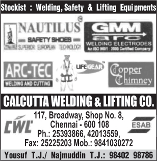 Welding Equipments, Safety Equipments, Lifting Equipments, Welding Electrodes, Safety Shoes, Safety Harness, Safety Products