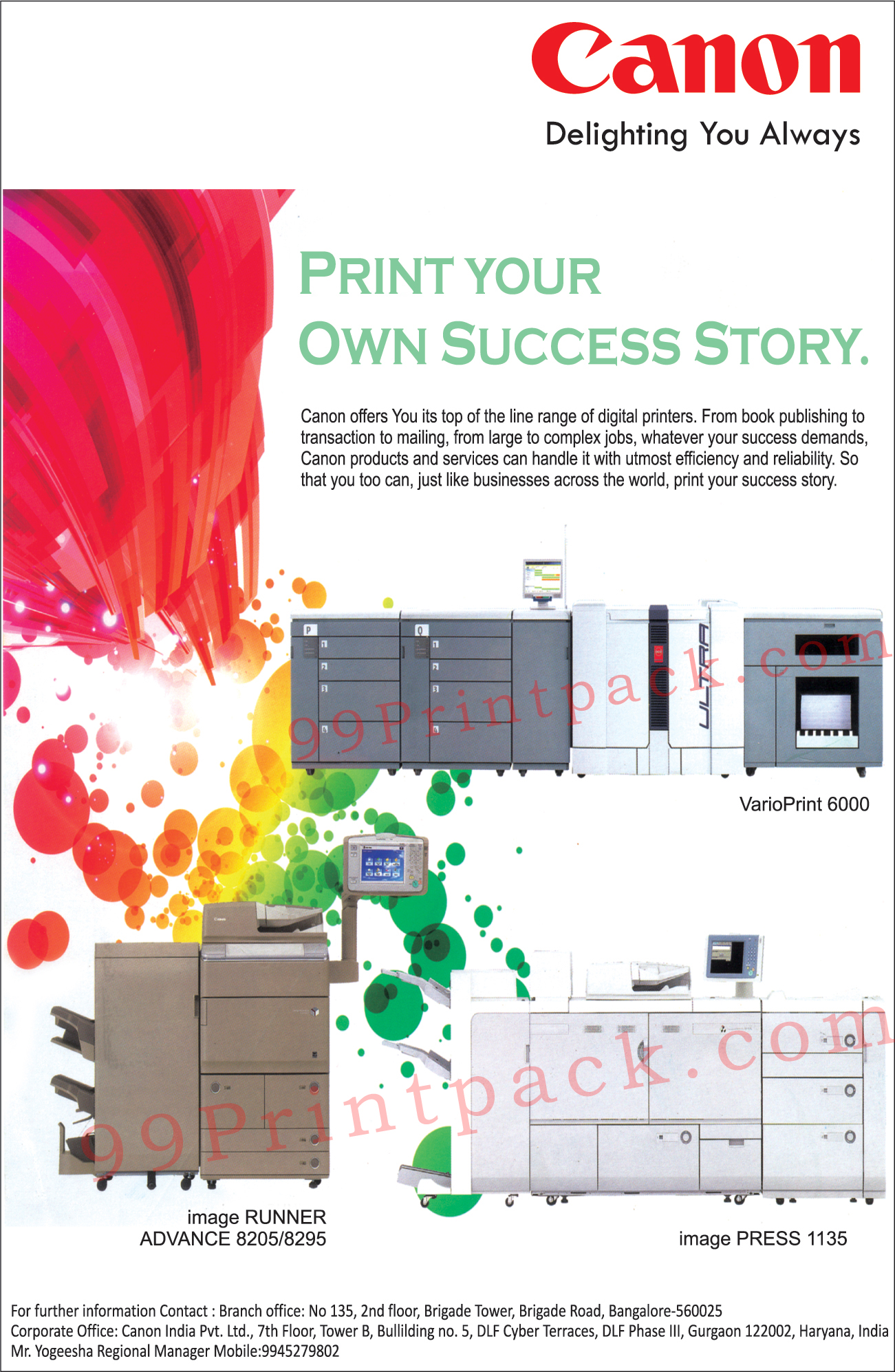 Image Runner, Vario Print, Image Press, Digital Printer, Printer, Scanner, Fax Machines, Projectors