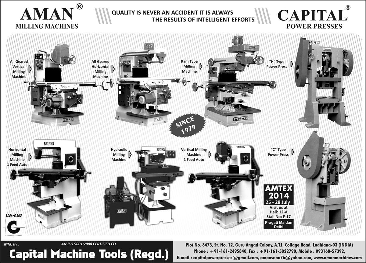 Vertical Milling Machines, Horizontal Milling Machines, Ram Type Milling Machines, H Type Power Presses, Hydraulic Milling Machines, C Type Power Presses,Geared Vertical Milling Machines, Geared Horizontal Milling Machines, Power Press