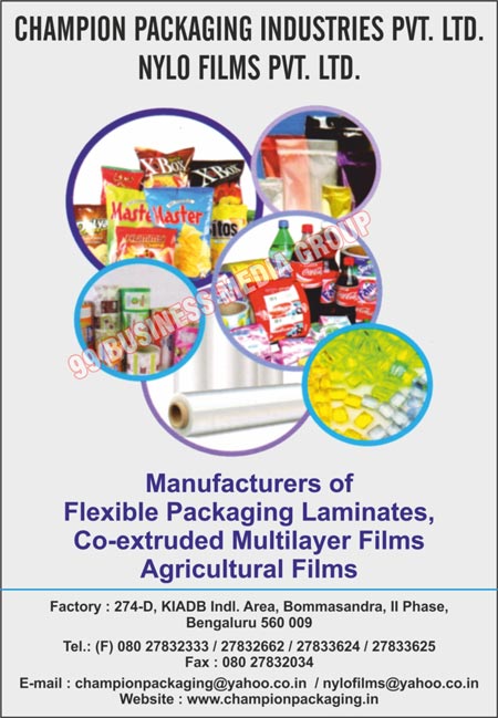 Flexible Packaging Laminates, Co-Extruded Multilayer Films, Agricultural Films