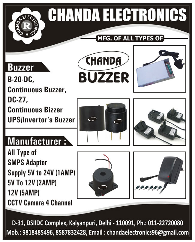 SMPS Adopters, Adopters, Continuous Buzzers, UPS Buzzers, Inverter Buzzers, Set Top Box Adopters, Tablet Adopters, Led Board Adopters, LED Strip Adopters, ADSL Adopters, TV Tuner Card Adopters, B20 DC Buzzer, DC 27 Buzzer