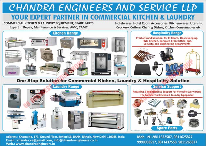 Commercial Kitchen Equipments, Catering Equipments, Laundry Equipments, Laundry Machines, Dry Cleaning Machines, Dry Cleaning Equipments, Commercial Kitchen Equipments Spare Parts, Laundry Equiments Spare Parts, Catering Equipment Spare Parts, Dry Cleaning Equipment Spare Parts, Commercial Kitchen Equipment Repairing Services, Commercial Kitchen Equipment Maintenance Services, Laundry Equipments Repairing Services, Laundry Equipments Maintenance Services, Display Counters, Steel Tandoors, Spiral Mixers, Commercial Kitchen Equipment Replacement Parts, Laundry Equipments Replacement Parts, Hotelwares, Hotel Room Accessories, Kitchenwares, Utensils, Crockery, Cutlery, Chafing Dishes, Kitchen Consumables