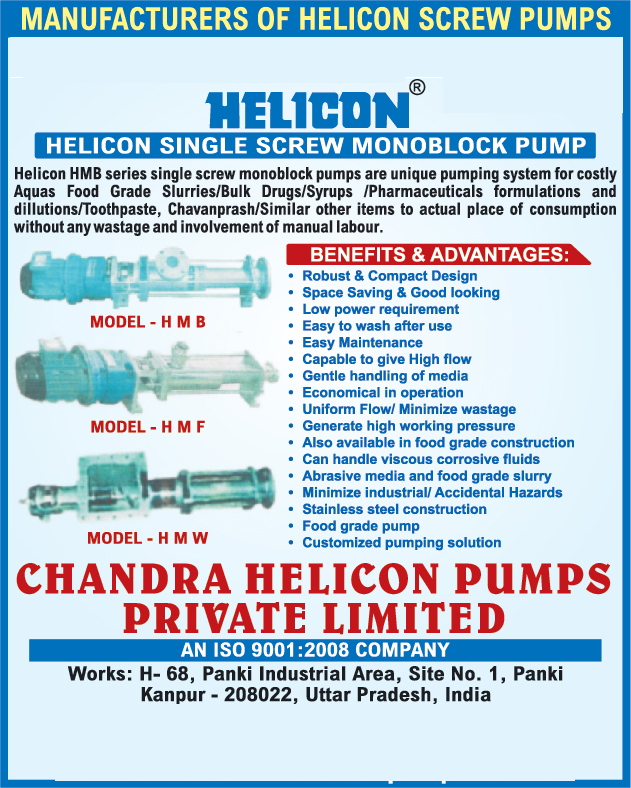 Helicon Single Screw Mono Block Pumps, Helicon Screw Pumps