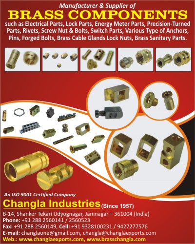 Brass Components, Brass Electrical Parts, Brass Lock Parts, Energy Meter Brass Parts, Precision Turned Parts, Brass Rivets, Brass Screws, Brass Nuts, Brass Bolts, Brass Switch Parts, Brass Anchors, Pins, Forged Bolts, Brass Cable Glands, Brass Lock Nuts, Brass Sanitary Parts