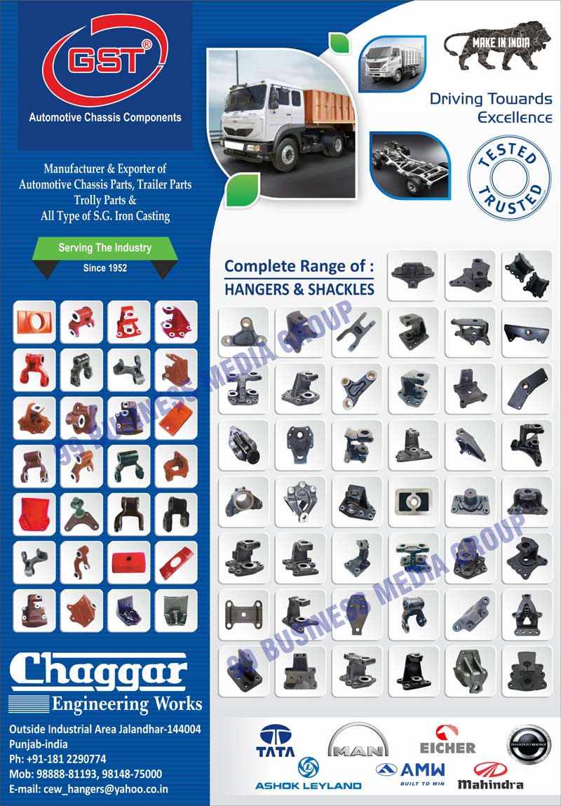 Hangers, Shackles, Automotive Chasis Parts, Trailer Parts, Trolley Parts, S.G. Iron Castings, Automotive Chasis Components