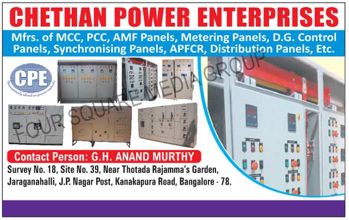 MCC, PCC, AMF Panels, Metering Panels, DG Control Panels, Synchronising Panels, APFCR, Distribution Panels