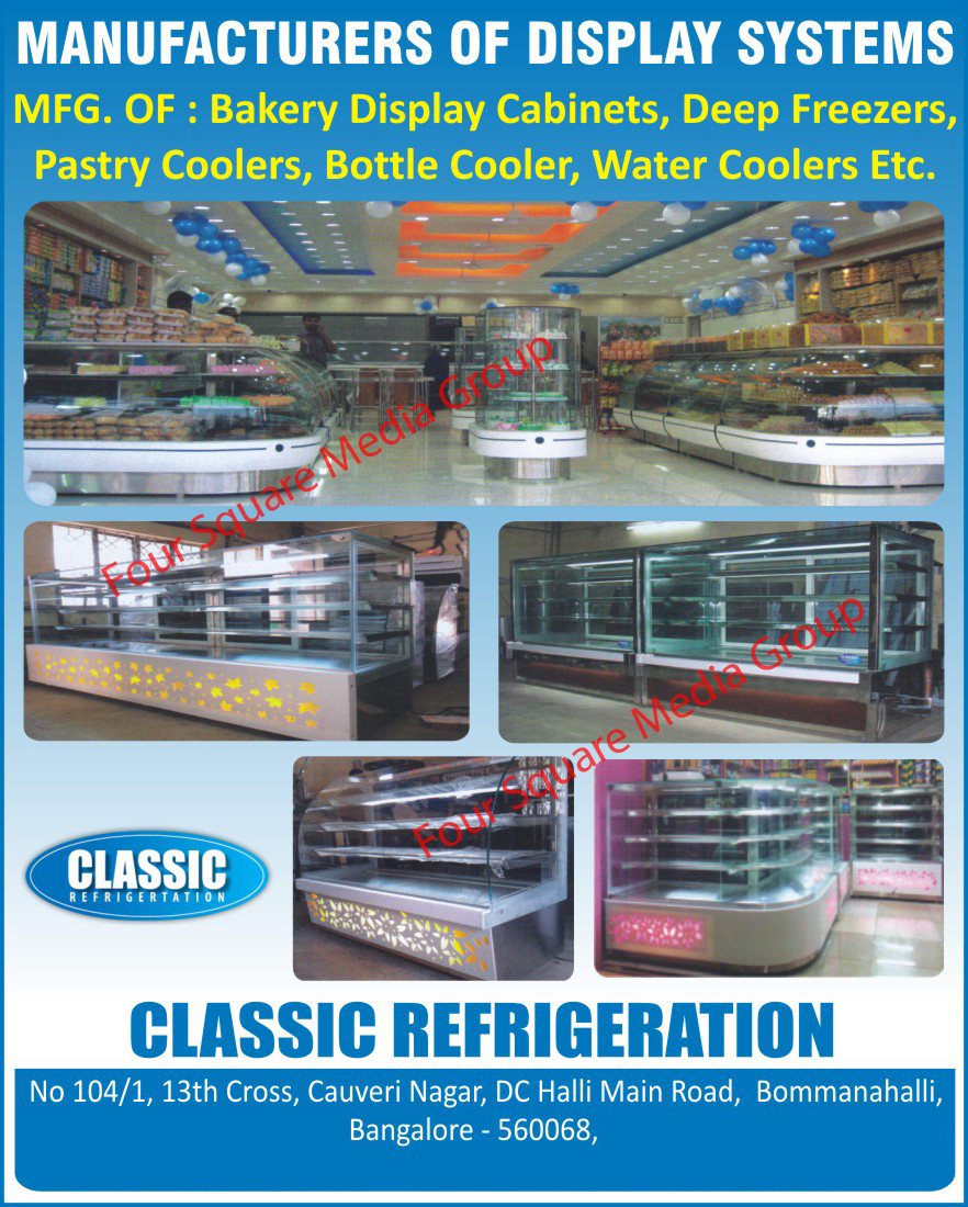 Bakery Display Cabinets, Pastry Coolers, Bottle Coolers, Water Coolers, Deep Freezers,display cabinets