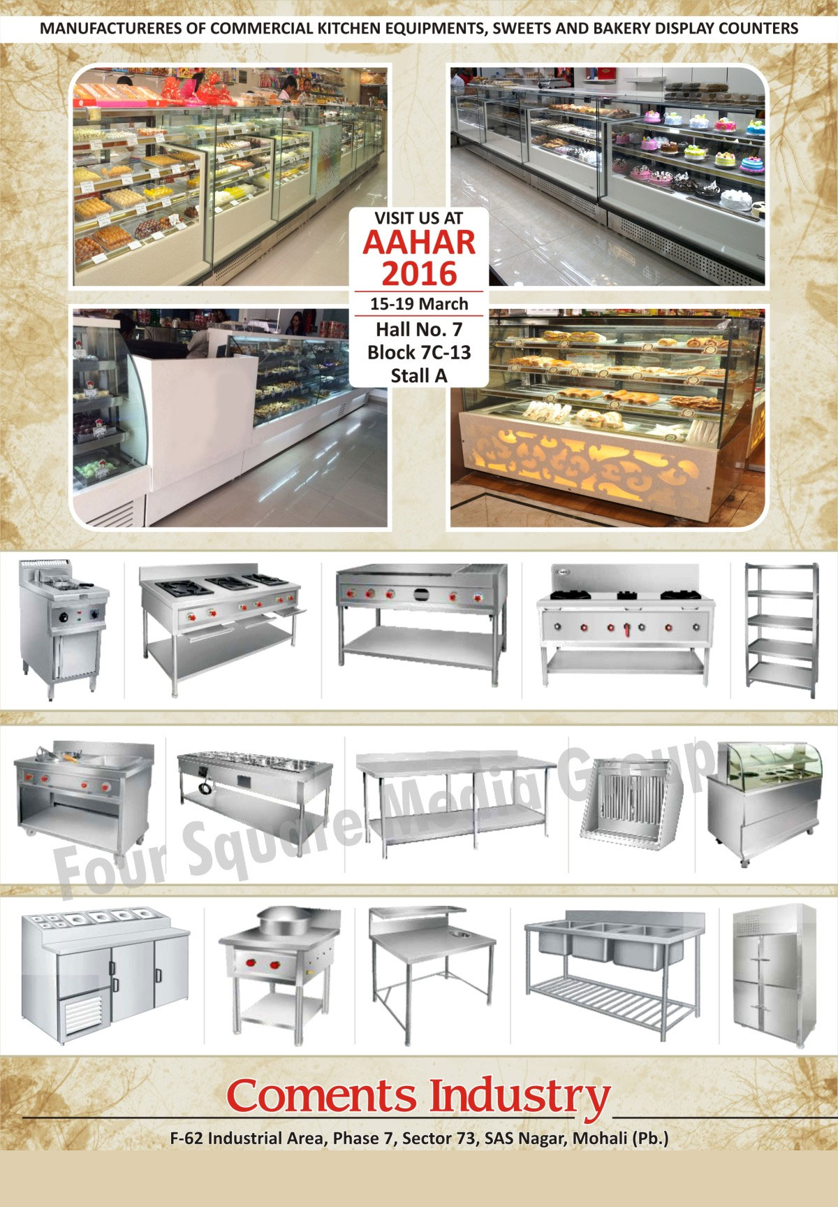 Commercial Kitchen Equipments, Sweets Display Counters, Bakery Display Counters, Chinese Burner Range, Stainless Steel Jalebi Counters, Stainless Steel Commercial Kitchen Tables, Deep Fat Fryers, Deep Fat Friers, Snacks Trolley, Rumali Roti Maker, Stainless Steel Sink Tables, Bain Marie, Two Door Deep Freezers, 2 Door Deep Freezers, Bakery Display Cabinets, Snacks Display Cabinets, Pizza Display Cabinets, Display Cabinets, Industrial Display Cabinets, Toughened Glass Display Cabinets