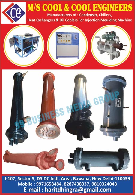 Condensers, Chillers, Injection Moulding Machine Heat Exchangers, Injection Moulding Machine Oil Coolers