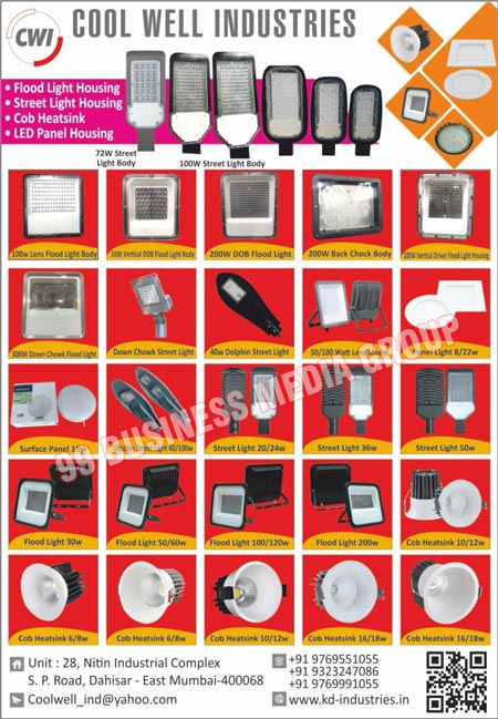 Flood Light Housings, Street Light Housings, COB Heatsinks, Led Panel Housings, Lens Flood Light Body, Vertical DOB Flood Light Body, DOB Flood Lights, Street Light Body, Back Chock Light Body, Vertical Driver Flood Light Housings, Down Chowk Flood Lights, Down Cowk Street Lights, Dolphin Street Lights, Watt Lens Model, Panel Lights, Surface Panels, Street Lights, Flood Lights, Led Lights