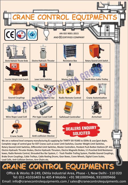 Crane Spare Parts, Crane AC Electromagnetic Brakes, Crane Conductor Bus Bars, Crane Rotary Geared Limit Switches, Crane Electro Hydraulic Thrustors, Crane Multi Wire Cable Trollies, Crane Geared Couplings, Crane Lever Limit Switches, Crane Rotary Limit Switches, Crane Counter Weight Limit Switches, Crane Pendant Push Buttons, EOT Crane Control Gears, Crane Electro Hydraulic Thruster Brakes, Crane Resistance Boxes, Crane Master Controllers, Crane Dynamic Braking Resistors, Crane DBR, Crane Limit Switches, Crane Couplings, Crane Radio Remote Controls, Crane Shrouded Bus Bar Conductors, Crane Wire Rope Load Cells, Crane Pin Type Load Cells, Crane Safeload Controllers, Crane Digital Load Displays, Crane Scales, Crane Anti-Collision Devices, Crane Armchairs, Crane Automizations, Crane Insulated Conductor Bars, Crane Differential Limit Switches, Crane Pendant Push Button Stations, Crane Electro Magnetic Brakes, Crane SS Punched Grid Resistance Boxes, Crane Shrouded Bus Bar Systems, Crane C-Track Flexible Trailing Systems, Crane Flexible Geared Couplings, Crane Break Drum Couplings, Crane Brake Drum Couplings, Crane Cable Trollies, Crane Cable Reeling Drums, Crane Gear Boxes, Crane Wheels, Crane Digital Crane Scales, Crane Load Cells