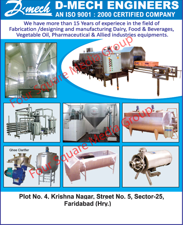 Dairy Industrial Equipments, food Industrial Equipments, Beverage Industrial Equipment, Pharmaceutical Industrial Equipments