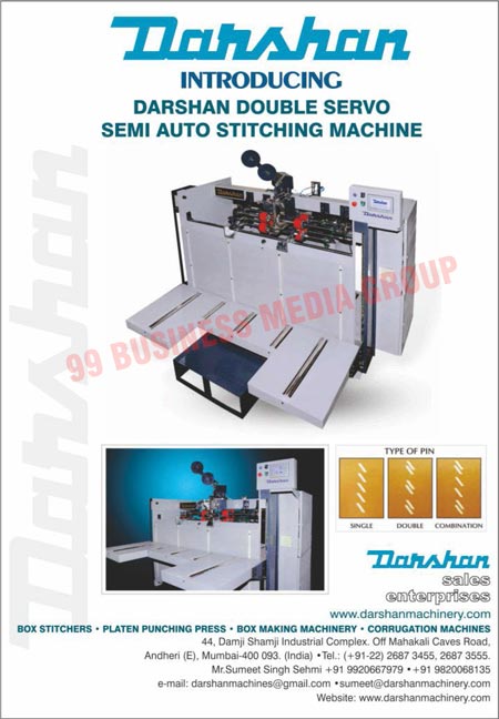 Semi Auto Stitching Machines, Box Stitchers, Platen Punching Press Machines, Box Making Machineries, Corrugation Machines