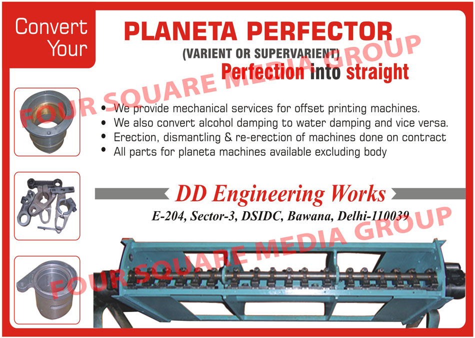 Offset Printing Machine Mechanical Services, Alcohol Damping Services, Water Damping Services, Planeta Machine Parts, Machine Erection Services, Machine Dismantling Services, Machine Re Erection Services