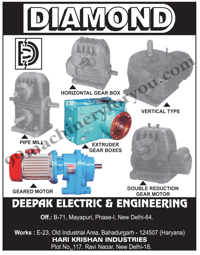 Horizontal Gear Box, Vertical Gear Box, Double Gear Box, Extruder Gear Box, Geared Motor, Double Reduction Gear Motor,Vertical Type, Pipe Mill