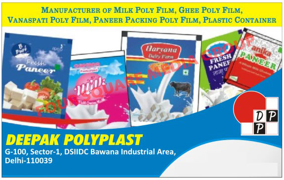 Milk Poly Film, Ghee Poly Film, Vanaspati Poly Film, Paneer Packing Poly Flim, Plastic Container