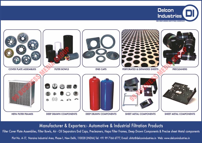 Automotive Filtration Products, Industrial Filtration Products, Auto Cover Plates, Automotive Bowls, Air Filters Caps, Industrial Cover Plates, Industrial Bowls, End Caps, Industrial Caps, Automotive Cover Plate Assemblies, Automotive Filter Bowls, Automotive End Caps, Automotive Pre cleaners,  Automotive Precleaners, Automotive Hepa Filter Frames, Automotive Deep Drawn Components, Automotive sheet Metal Components, Automotive Expanded Sheets, Automotive Perforated Sheets, Industrial Cover Plate  Assemblies, Industrial Filter Bowls, Industrial End Caps, Industrial Perforated Sheets, Industrial Expanded Sheets, Industrial Precleaner, Industrial Pre Cleaners, Industrial Hepa Filter Frames, Industrial Deep Drawn Components, Industrial Sheet Metal Components, Air Separator End Caps, Oil Separator End Caps, Filter Cover Plate Assemblies