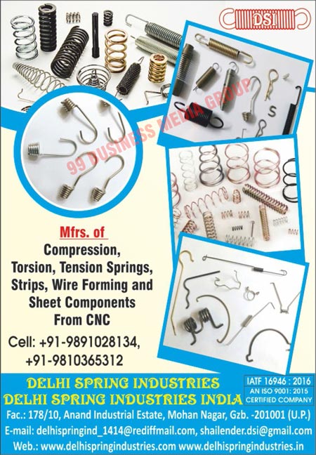 Compression Springs, Tension Springs, Automotive Strips, Sheet Components, Wire Forming Components, Helical Springs, Torsion Springs, Automotive Springs