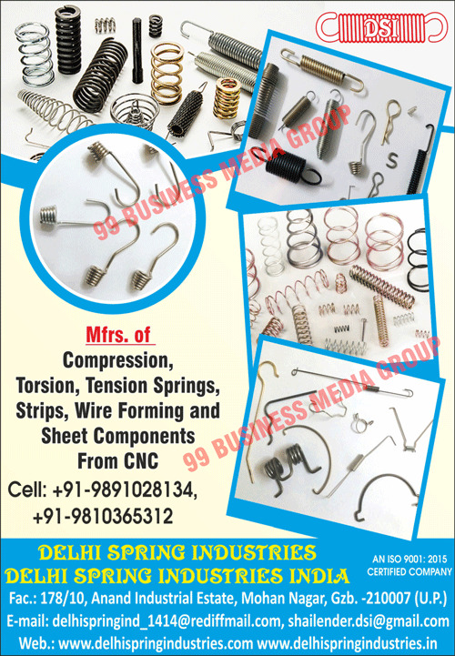 Compression Springs, Tension Springs, Automotive Strips, CNC Sheet Metal Components, CNC Wire Forming Components, Helical Springs