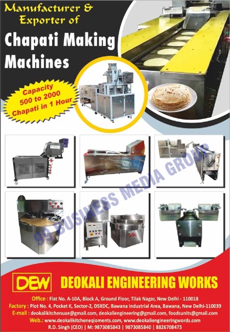 Chapati Making Machines, Chips Slicing Machines, Wafers Slicing Machines, Batch Mixers, Automatic Filling Machines, Cup Filling Machines, Four Side Seal Pouch Packaging Machines, Precision Auger Filling Machines, Snacks Food Extruder Machines, Kurkure Extruder Machines, Precision Potato Chips Slicers, Precision Potato Wafers Slicers, Two Head Filling Machines, Automatic Form Fill Seal Machine, Automatic FFS Machines, AFFS Machines, Manual Form Fill Seal Machines, Manual FFS Machines, Food Processing Machineries, Pouch Filling Machines, FFS with Auger Filler Machines, Roaster Machines, Packaging Machines, Potato Chips Plant Lines, Potato Wafers Plant Lines, Burner Gas Ranges