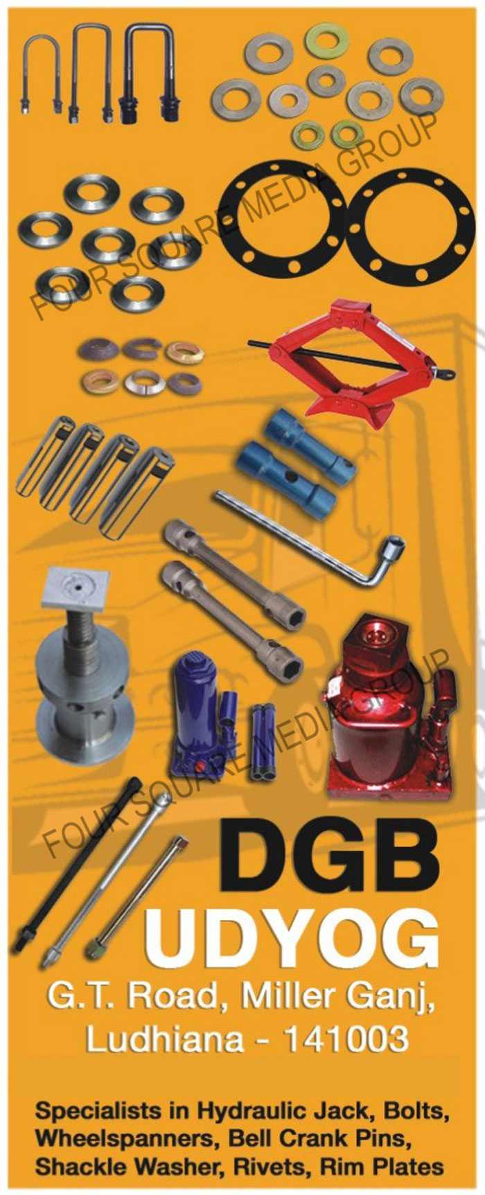 Hydraulic Jacks, Bolts, Wheel Spanners, Bell Crank Pins, Shackle Washers, Rivets, Rim Plates, Bellcrank Pins