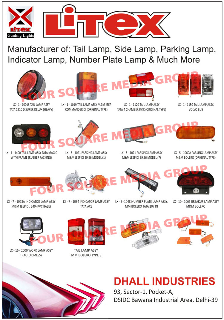 Tail Lamps, Side Lamps, Parking Lamps, Indicator Lamps, Number Plate Lamps