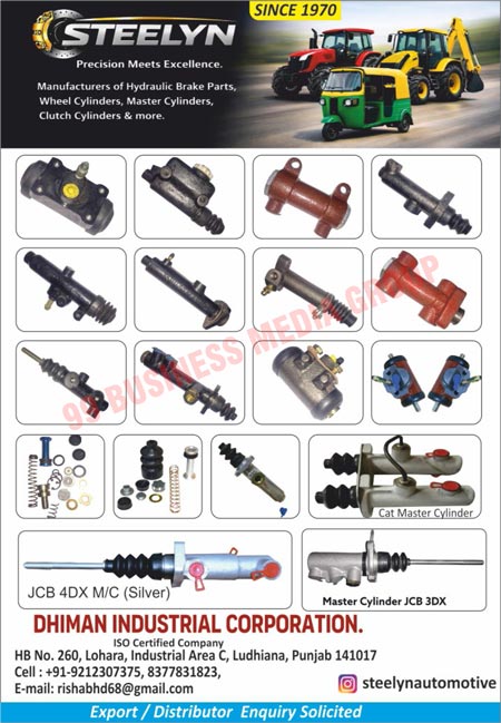Hydraulic Brake Parts, Wheel Cylinders, Master Cylinders, Clutch Cylinders, Cat Master Cylinders, Silver JCB 4DX Machines, Master Cylinder JCB 3DX