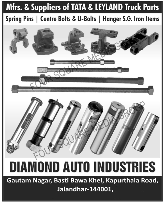 Truck Parts, Truck Spring Pins, Truck Centre Bolts, Truck Center Bolts, Truck U Bolts, Truck Hanger SG Iron Items