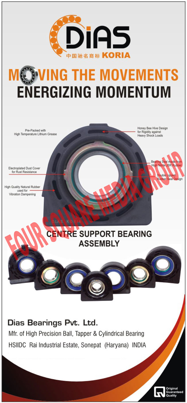 High Precision Balls, High Precision Tappers, High Precision Cylindrical Bearings, Centre Support Bearing Assembly, Rust Resistance Dust Covers, Double Lipped Rubber Seals, Bearings Seals