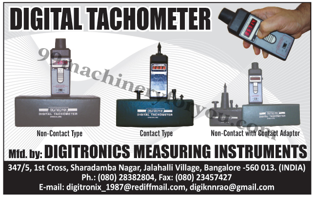 Non Contact Type Digital Tachometers, Contact Type Digital Tachometers, Non Contact Digital Tachometers, Tachometers, Digital Tachometers