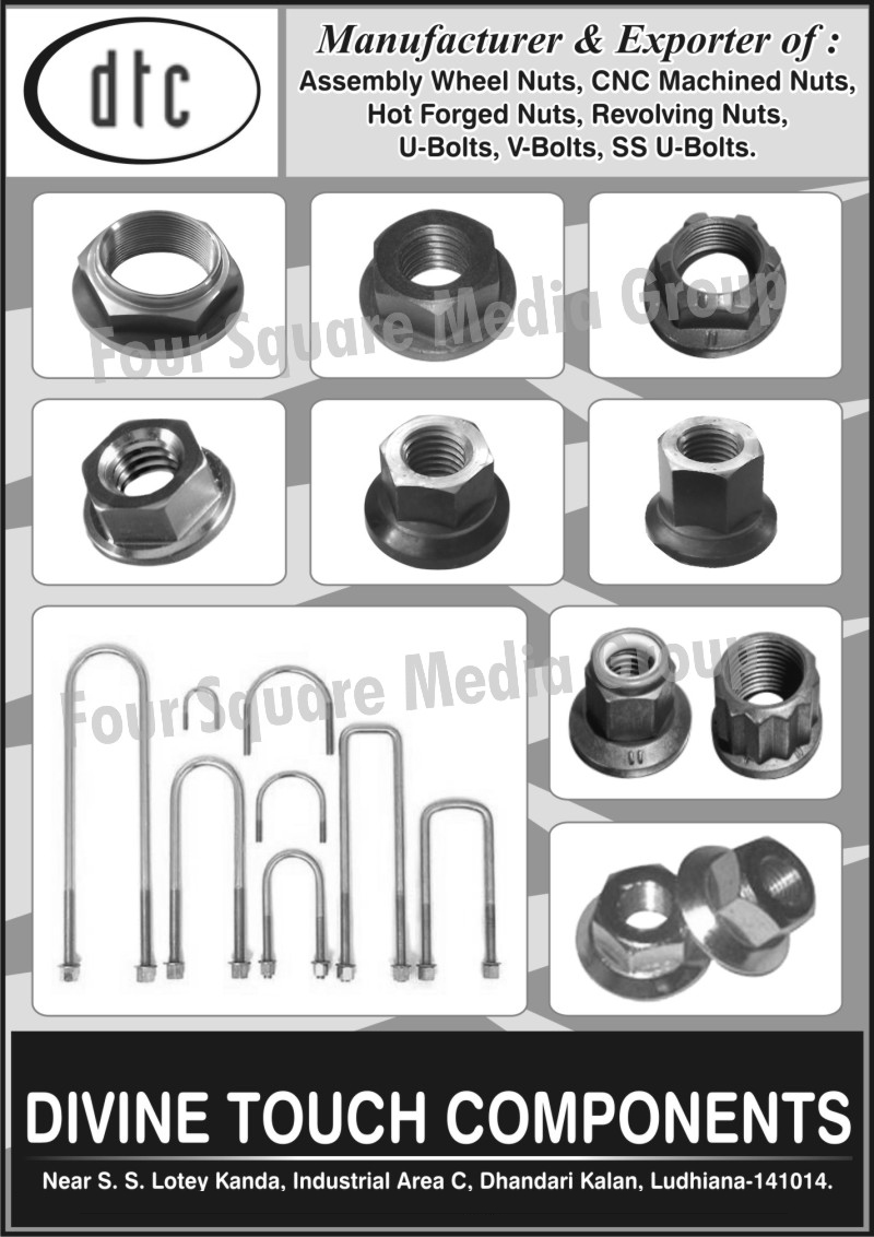 Assembly Wheel Nuts, CNC Machined Nuts, Hot Forged Nuts, Revolving Nuts, U Bolts, Bolts, V Bolts, SS U Bolts, Stainless Steel U bolts