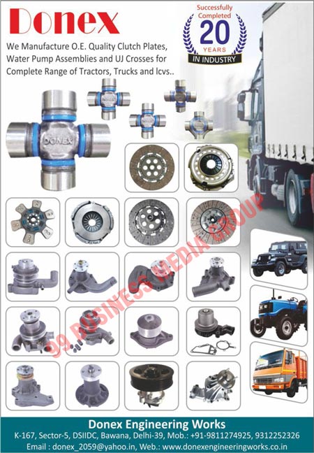 O.E. Clutch Plates, Water Pump Assemblies, Tractor UJ Crosses, LCVS UJ Crosses