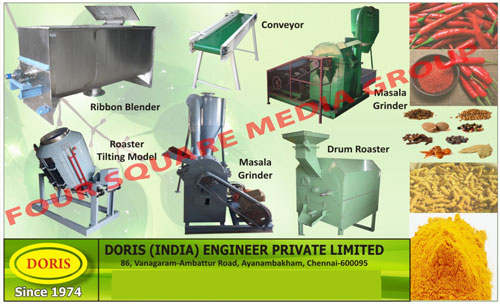 Ink Jet Conveyors, Masala Grinders, Drum Roasters, Tilting Model Roasters, Ribbon Blender, Roaster