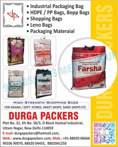 HDPE Bags, PP Woven Bags, Paper Bags, Bopp Bags, PP Bags, Valve Type Bags, Box Type Bags, Rice Bags, Atta Bags, Besan Bags, Paint Bags, Masala Bags, Spice Bags, Wall Putty Bags, Dal Bags, Shopping Bags, Wheat Bags, High Strength Bags, Printed Shopping Bags, Masala Bags, High Strength Shopping Bags, Seeds Bags, Kirana Bags, Departmental Store Bags, Sweet Bags, Saree Bags, Industrial Packaging Bags, Leno Bags, Packaging Materials
