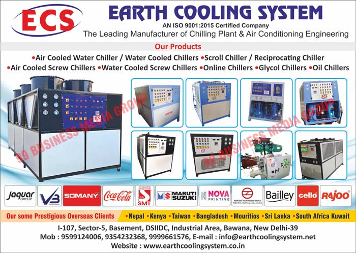 Chilling Plants, Air Conditioning Engineerings, Air Cooled Water Chillers, Water Cooled Chillers, Scroll Chillers, Reciprocating Chillers, Air Cooled Screw Chillers, Water Cooled Screw Chillers, Online Chillers, Oil Chillers, Glycol Chillers